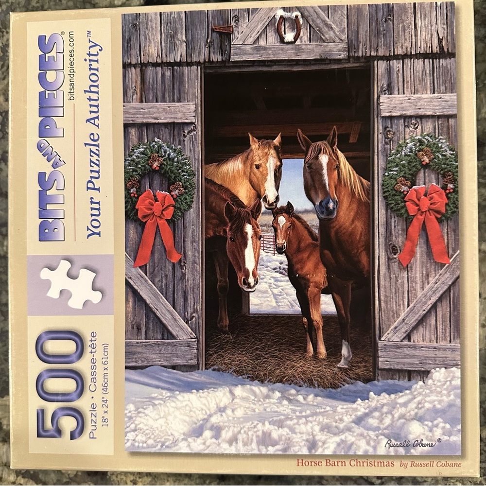 EUC TWO Winter Scene Farm Puzzles Snowy Farmyard/1,000 Horse Barn/500 COMPLETE - Picture 4 of 6